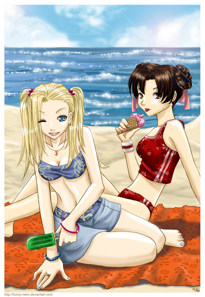 Summer  Ino and Tenten by funny neko