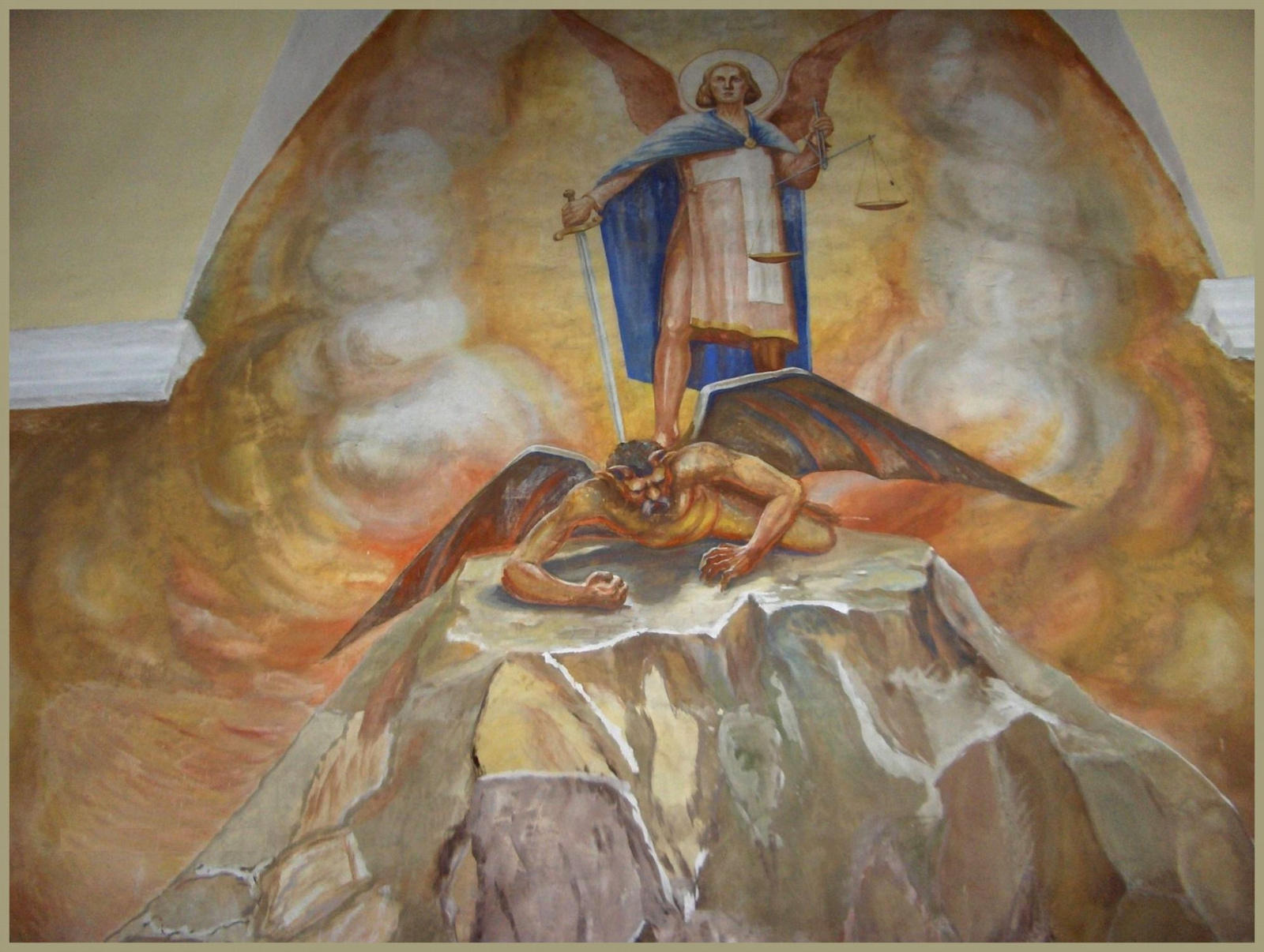 Sopronbánfalva - Karmelita templom freskója: a sátán Sztálin arc
