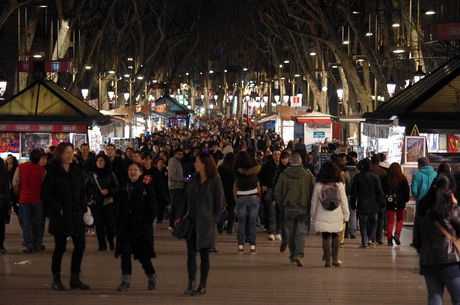 Késő este a La Rambla-n