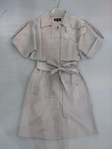 90730A-19 PRADA GREY COTTON&POLYESTER DUSTCOAT DRESS SIZE 2 4 6 