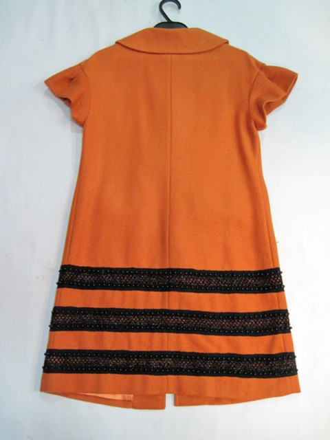 90922B-37  CHANEL ORANGE WOOL COAT SIZE 2 4 6(BACK) PRICE USD54