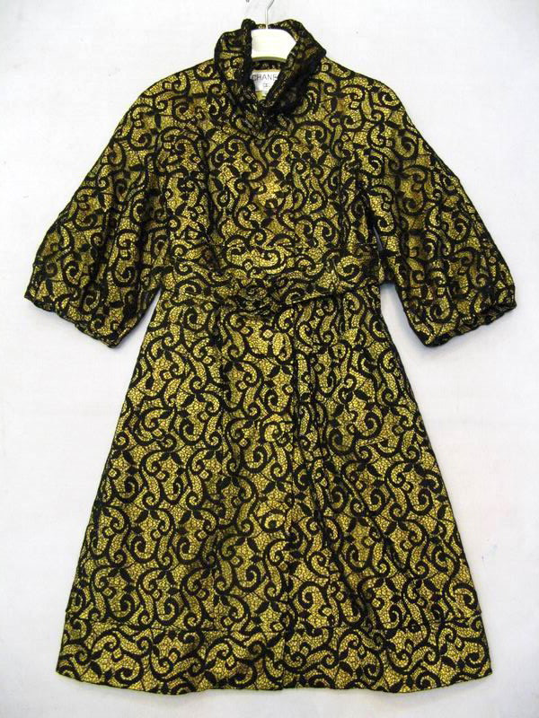 90923B-41A CHANEL YELLOW LACE DUSTCOAT SIZE 2 4 6 PRICE USD 51