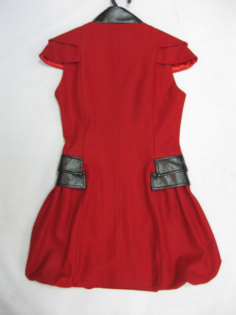 91017A-12  CHANEL RED WOOL DRESS SIZE 2 4 6 (BACK) PRICE USD47