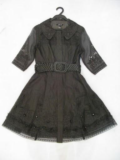 90716A-26A ANNA SUI BLACK ORGANZA DUSTCOAT SIZE 2 4 6 PRICE USD 