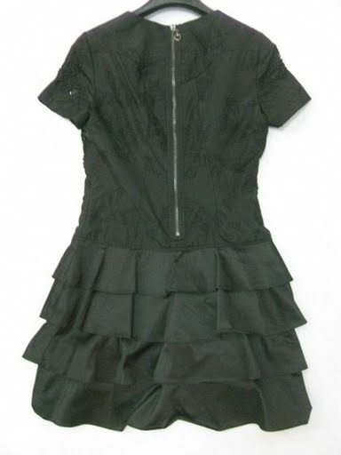 90809A-12 ANNA SUI BLACK COTTON DRESS SIZE 2 4 6(BACK) PRICE USD