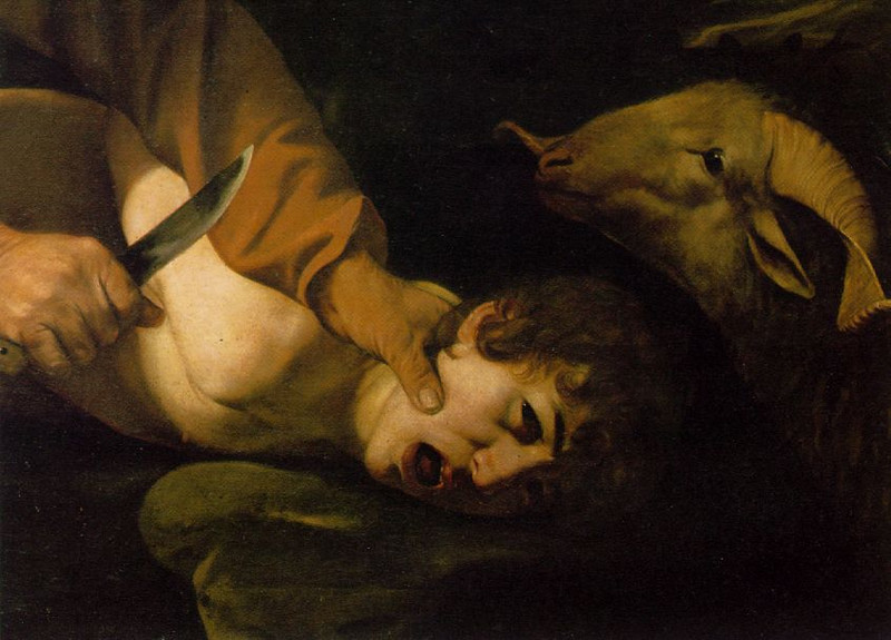 Caravaggio - The Sacrifice of Isaac, detail