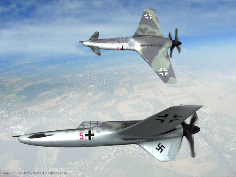 Henschel Hs P.75 rajza repülés közben (A.Otte)