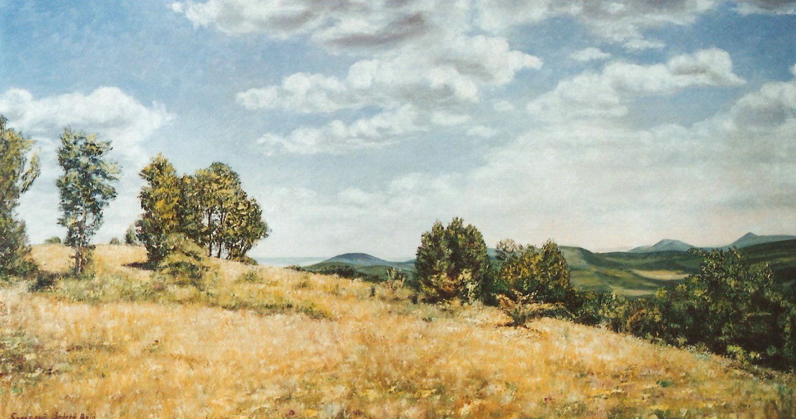 Pilisi táj a nagyszánásról, 50x90cm olaj-vászon. Oil-canvas.