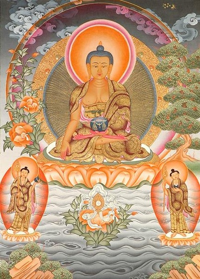 buddha shakyamuni with his chief disciples sariputra tq87 (Mediu