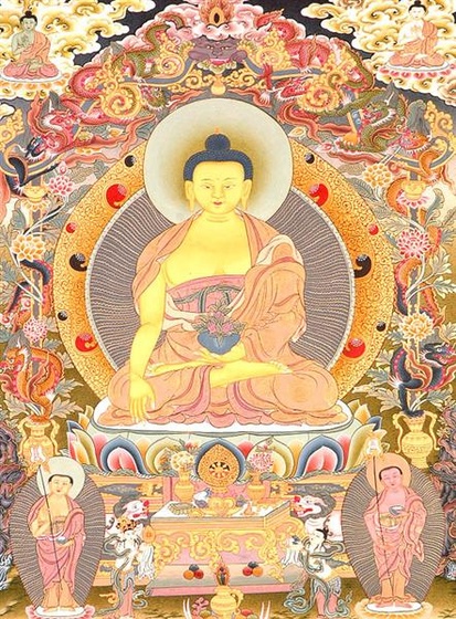 shakyamuni as medicine buddha with his two chief tr19 (Medium)