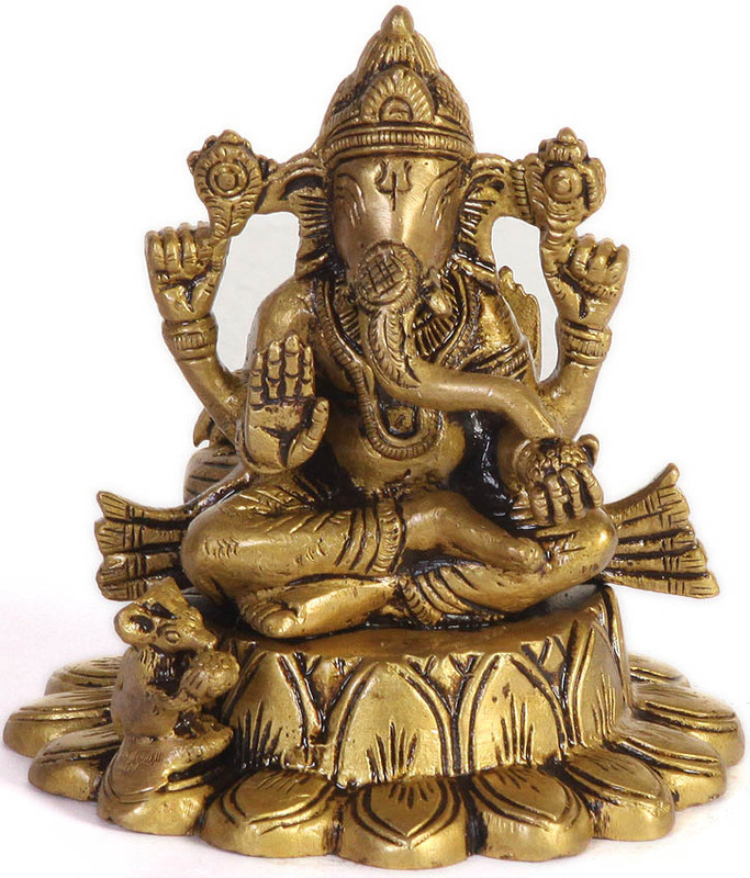 ganesha lakshmi double sided sculpture ro38