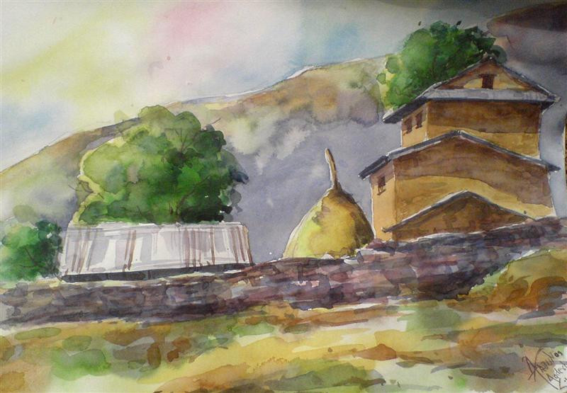 sitapaila-landscape-water-color-by-arjun (Medium)